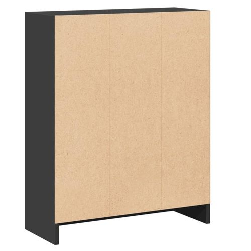 Bibliothèque Noir 60x24x76 Cm Bois Contreplaqué