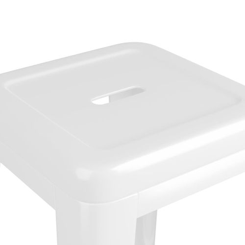 Tabourets De Bar Empilables Lot De 2 Blanc Métal