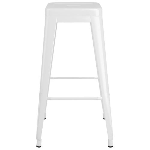 Tabourets De Bar Empilables Lot De 2 Blanc Métal