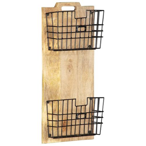 Porte-revue Mural 33x10x67 Cm Bois De Manguier Solide Brut