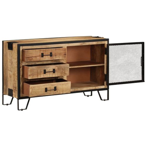 Buffet 100x31x60 Cm Bois De Manguier Massif Brut