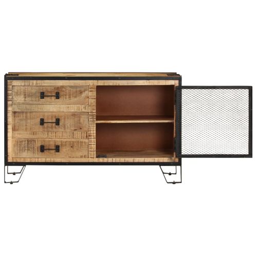 Buffet 100x31x60 Cm Bois De Manguier Massif Brut
