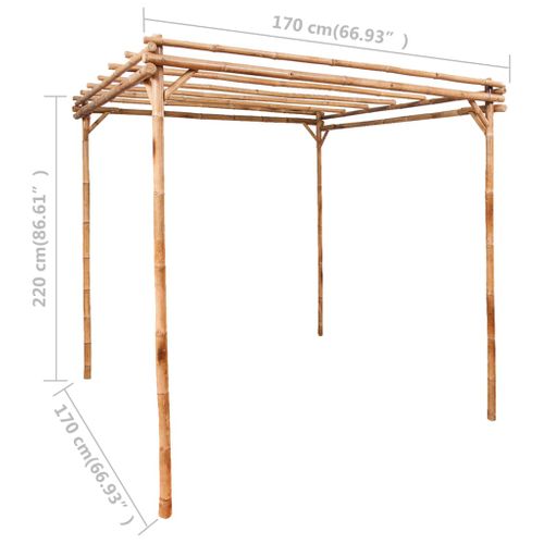 Pergola En Bambou Avec Grillage Pour Plantes Grimpantes et Joints Pré-assemblés 170x170x220 Cm