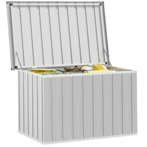 Boîte De Rangement De Jardin Gris 109x67x65 Cm Coffre Organisateur Terrasse Patio Extérieur