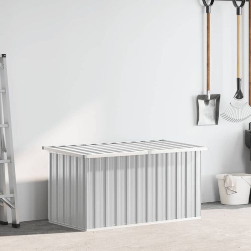 Coffre De Rangement Jardin Gris 129x67x65 Cm Acier Galvanisé