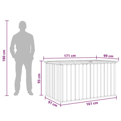 Vidaxl Boîte De Rangement De Jardin Gris 171x99x93 Cm Coffre De Stockage Patio Terrasse Extérieur