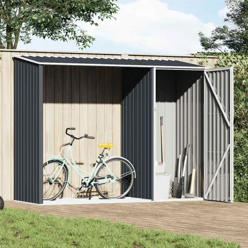 Abri à Bois De Jardin Anthracite 245x98x159 Cm Acier Galvanisé