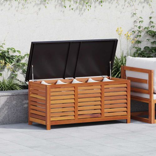 Boîte De Rangement De Jardin 117x50x55 Cm Eucalyptus Solide Caisse Coffre Terrasse Patio