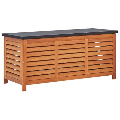 Boîte De Rangement De Jardin 117x50x55 Cm Eucalyptus Solide Caisse Coffre Terrasse Patio