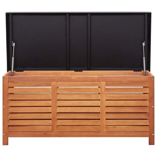 Boîte De Rangement De Jardin 117x50x55 Cm Eucalyptus Solide Caisse Coffre Terrasse Patio