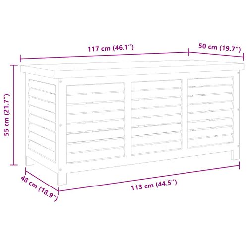 Boîte De Rangement De Jardin 117x50x55 Cm Eucalyptus Solide Caisse Coffre Terrasse Patio
