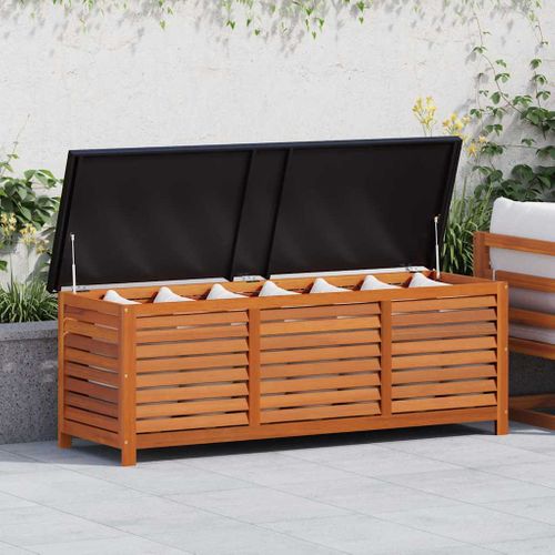 Boîte De Rangement De Jardin 150x50x55 Cm Eucalyptus Solide Caisse Coffre Terrasse Patio