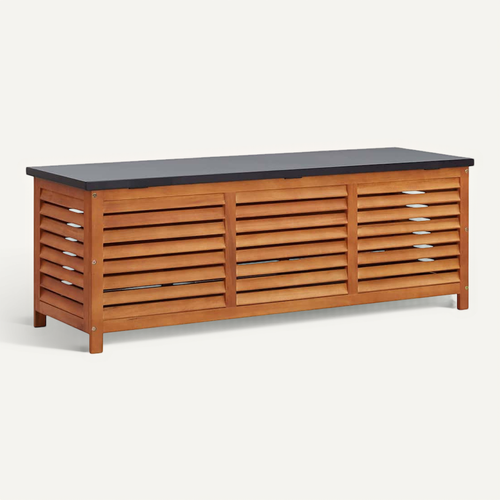 Boîte De Rangement De Jardin 150x50x55 Cm Eucalyptus Solide Caisse Coffre Terrasse Patio