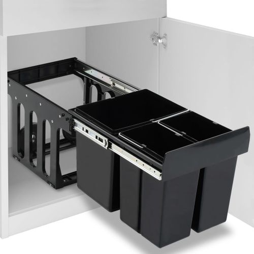 Armoire De Cuisine Poubelle Pull-out Avec Soft-close Et Tri-système Recyclage 48 L