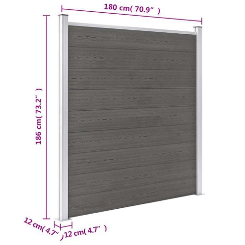 Clôture De Jardin Wpc 180x186 Cm Gris