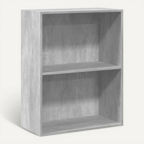 Bibliothèque À 2 Niveaux Gris Béton Bois Contreplaqué
