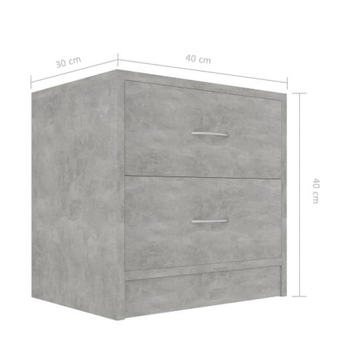 Table De Chevet Gris Béton 40x30x40 Cm Bois Contreplaqué