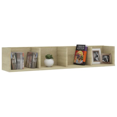 étagère Murale À Cd Chêne Sonoma 100x18x18 Cm Bois Contreplaqué