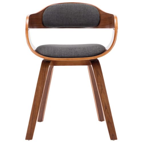 Chaises À Manger Lot De 6 Gris Foncé Tissu Et Bois Courbé