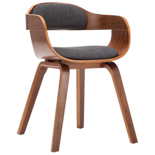 Chaises À Manger Lot De 6 Gris Foncé Tissu Et Bois Courbé