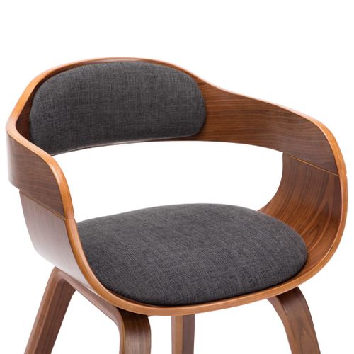 Chaises À Manger Lot De 6 Gris Foncé Tissu Et Bois Courbé