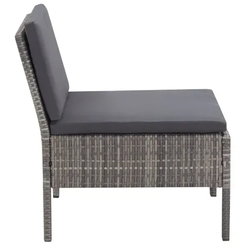 Salon De Jardin 3 Pièces Avec Coussins Résine Tressée Gris