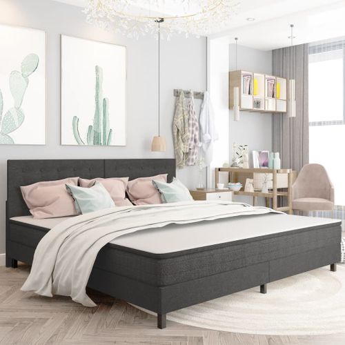 Tête De Lit Touffetée Gris Foncé Tissu 200x200 Cm