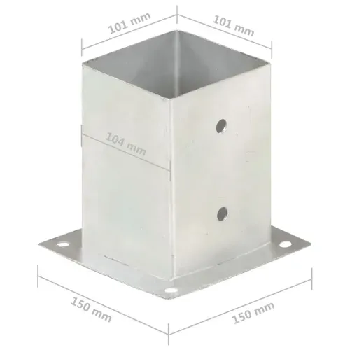 Ancres De Poteau 4 Pièces Métal Galvanisé 101 Mm