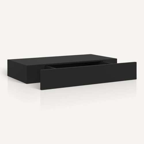 étagère Murale Flottante Avec Tiroir Noir 48x25x8 Cm