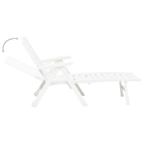 Chaise Longue Pliable Unie - 72x189x96 Cm - Blanc