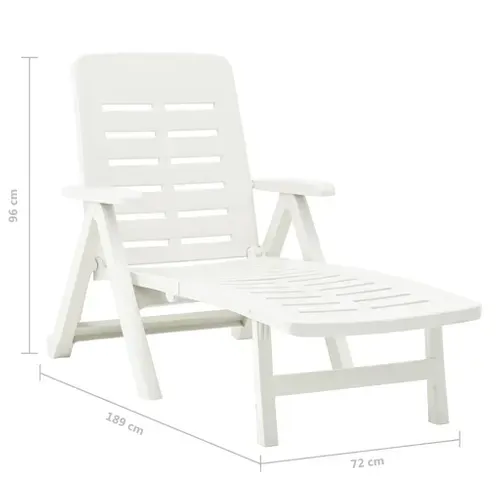 Chaise Longue Pliable Unie - 72x189x96 Cm - Blanc
