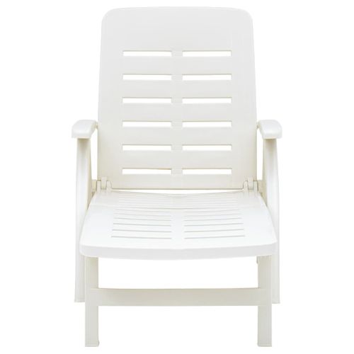 Chaise Longue Pliable Unie - 72x189x96 Cm - Blanc