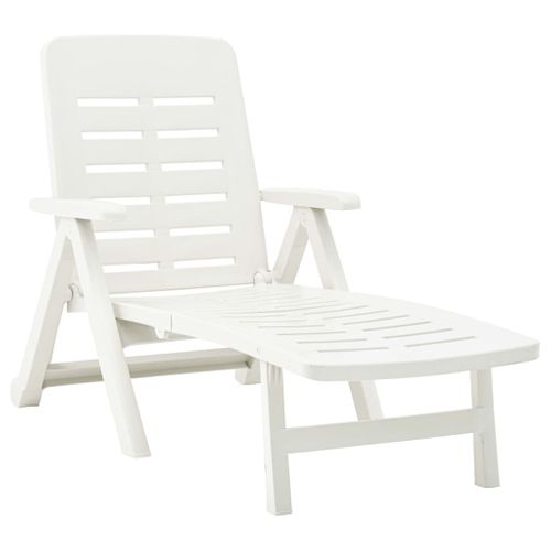Chaise Longue Pliable Unie - 72x189x96 Cm - Blanc