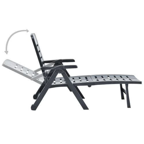 Chaise Longue Pliable Unie - 72x189x96 Cm - Gris Anthracite