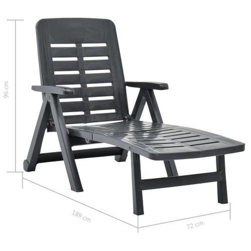 Chaise Longue Pliable Unie - 72x189x96 Cm - Gris Anthracite
