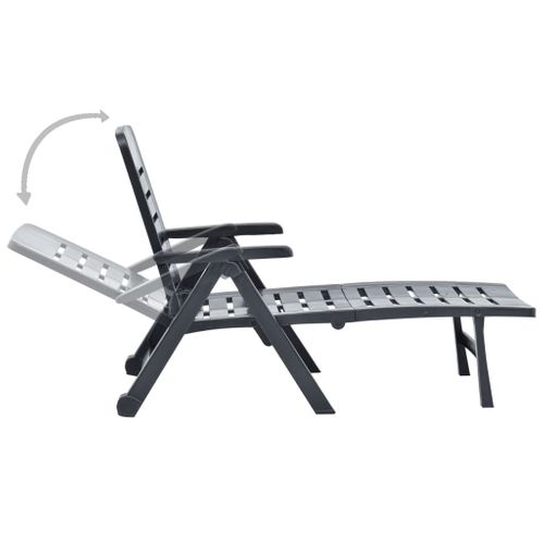 Chaise Longue Pliable Unie - 72x189x96 Cm - Gris Anthracite