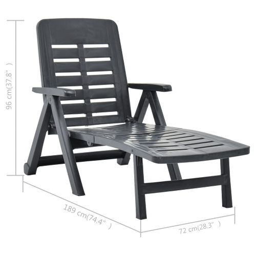 Chaise Longue Pliable Unie - 72x189x96 Cm - Gris Anthracite