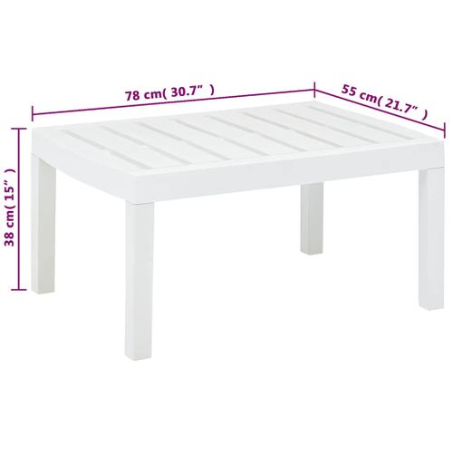 Table De Jardin Blanc 78x55x38 Cm Plastique Rectangulaire Meuble Terrasse Extérieur