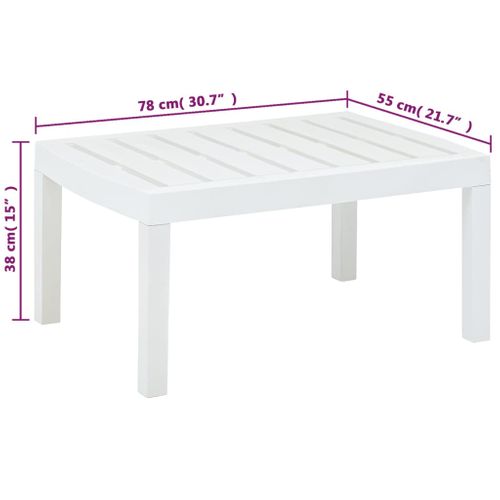 Table De Jardin Blanc 78x55x38 Cm Plastique Rectangulaire Meuble Terrasse Extérieur