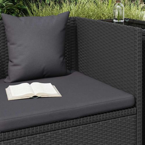 Lit De Jardin Avec Coussin Et Oreiller Résine Tressée Noir