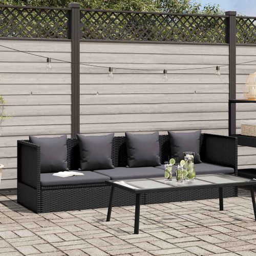 Lit De Jardin Avec Coussin Et Oreiller Résine Tressée Noir