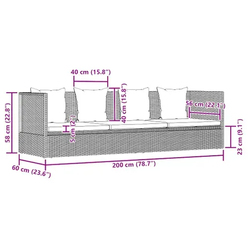 Lit De Jardin Avec Coussin Et Oreiller Résine Tressée Noir