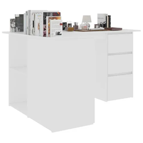 Bureau D'angle Blanc 145x100x76 Cm Aggloméré