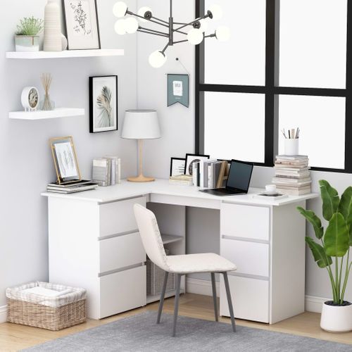 Bureau D'angle Blanc 145x100x76 Cm Aggloméré