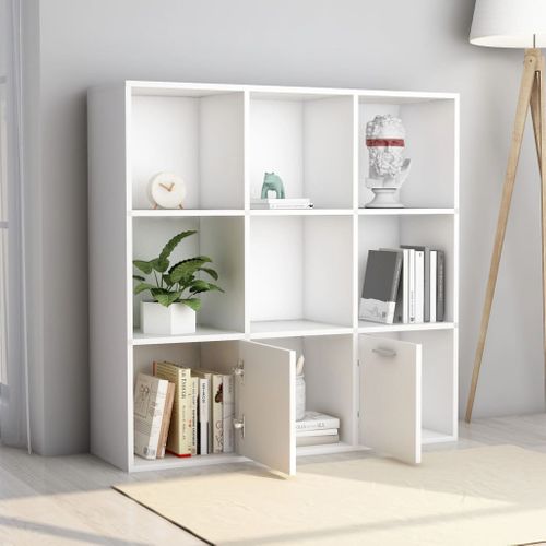 Bibliothèque Avec 10 Compartiments 98 X 30 X 98 Cm Bois Contreplaqué Blanc
