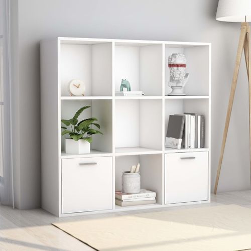 Bibliothèque Avec 10 Compartiments 98 X 30 X 98 Cm Bois Contreplaqué Blanc