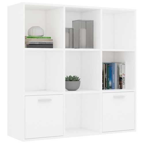 Bibliothèque Avec 10 Compartiments 98 X 30 X 98 Cm Bois Contreplaqué Blanc