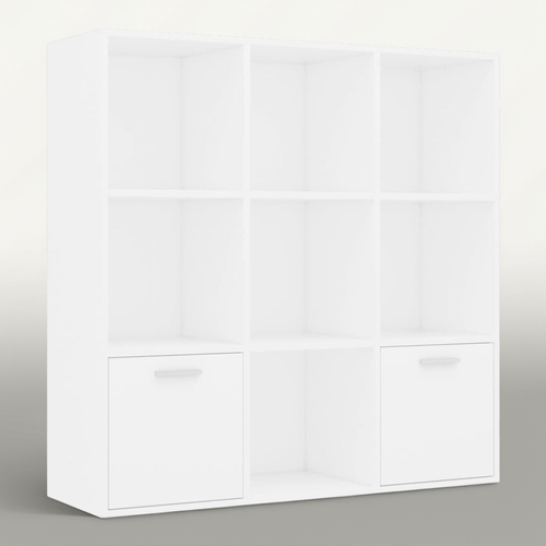 Bibliothèque Avec 10 Compartiments 98 X 30 X 98 Cm Bois Contreplaqué Blanc