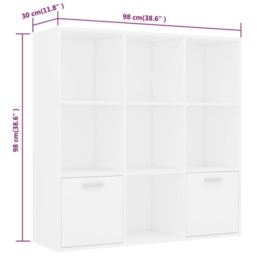 Bibliothèque Avec 10 Compartiments 98 X 30 X 98 Cm Bois Contreplaqué Blanc