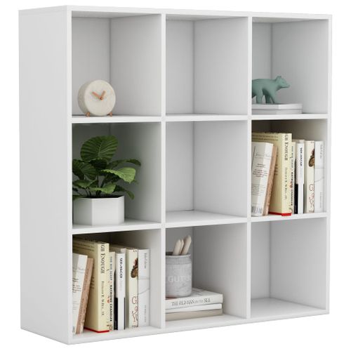 Bibliothèque Blanc 98x29x97,5 Cm Avec 9 Compartiments Moderne